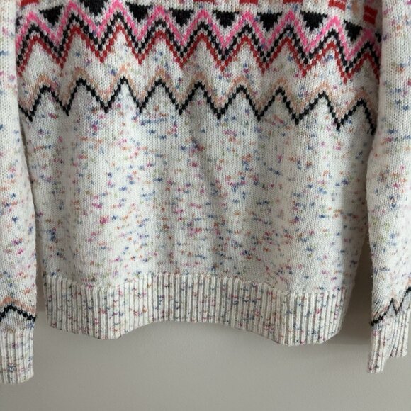 LOFT Women XS Colorful Flecked Fair Isle Knit Mock Neck Pullover Sweater - Picture 5 of 10